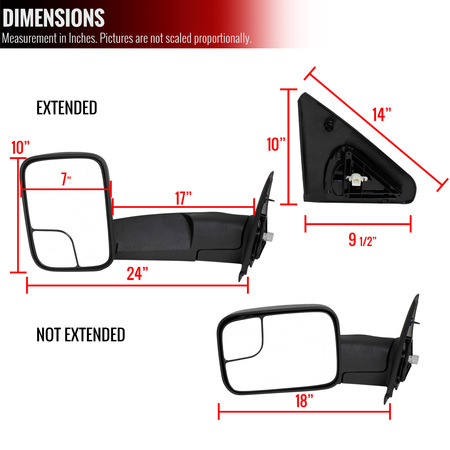 Spec-D Tuning 02-08 Dodge Ram 02-08 Dodge Ram Towing Mirrors - Power RMX-RAM02H-P-FS